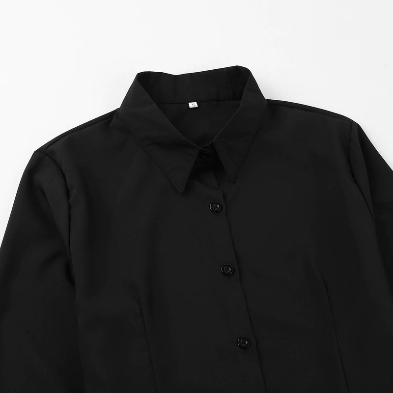 Sieviešu sieviešu meiteņu apkakle V kakla viengabala nolaižama apkakle ar garām piedurknēm, poga uz leju Viegli kopjams darba bodijs krekls kombinezons