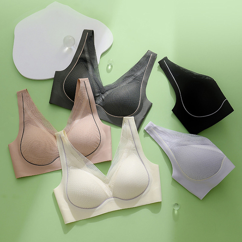 2022 Νέα γυναικεία σέξι εσώρουχα δαντέλα χωρίς ραφές που συγκεντρώνονται με υποστήριξη μικροσχηματισμού σταθερό και αντιολισθητικό γυναικείο σουτιέν από λάτεξ που αναπνέει