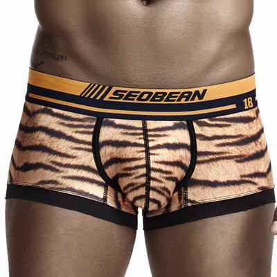 SEOBEAN Ανδρικά εσώρουχα Tiger Stripe Ανδρικά εσώρουχα μπόξερ Ανδρικά εσώρουχα πιτζάμες Σέξι ανδρικά σορτς μπόξερ με χαμηλή μέση Calzoncillos Cuecas