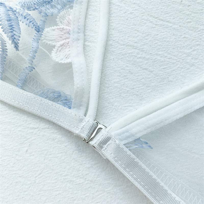 Γυναικείο εξαιρετικά λεπτό Σουτιέν Cup & Σετ Σετ Εσωρούχων Διχτυωτό Δαντέλα Σετ Εσώρουχα Διάφανη Ομορφιά Κούφι Κέντημα Πίσω Σετ εσωρούχων