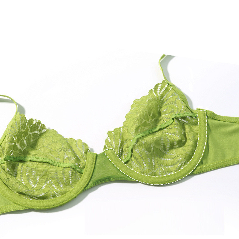 Εξαιρετικά λεπτό εσώρουχο με δαντελένιο σουτιέν και εσώρουχα σε κούφιο κοίλωμα με ατσάλινο δαχτυλίδι Γυναικεία σέξι γαλλικά εσώρουχα χωρίς επένδυση 2021 Νέο