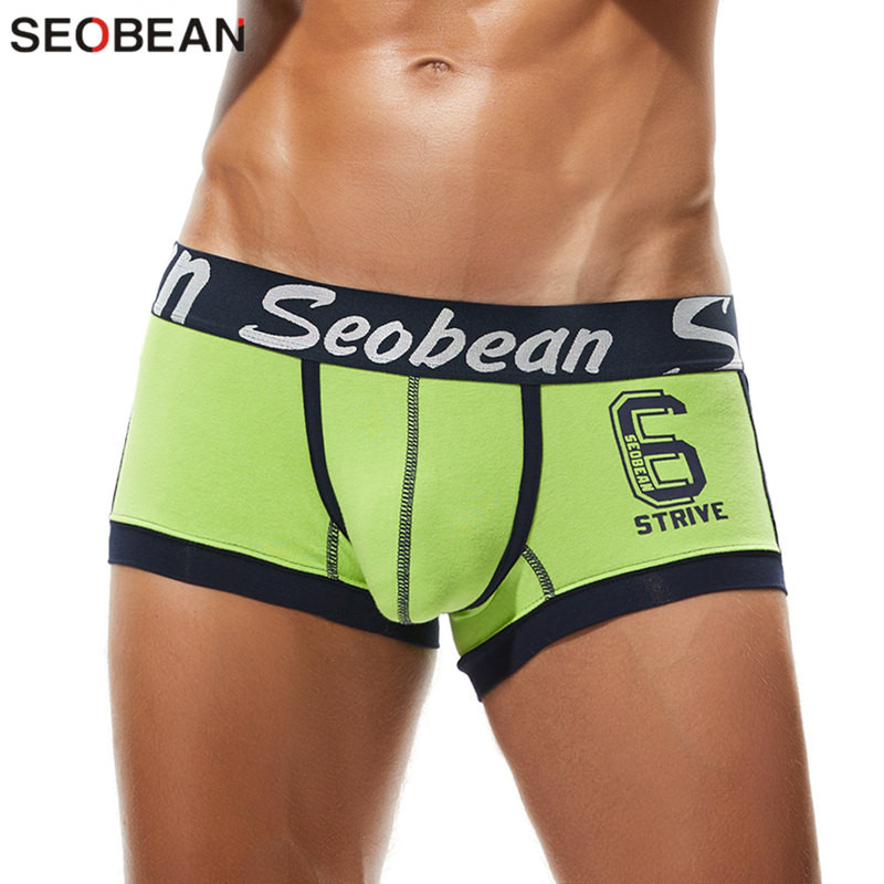 Ανδρικά εσώρουχα SEOBEAN Boxers Βαμβακερά ανδρικά εσώρουχα Breathable Man Boxer Print Σώβρακο Σέξι σορτς μπόξερ με χαμηλή μέση