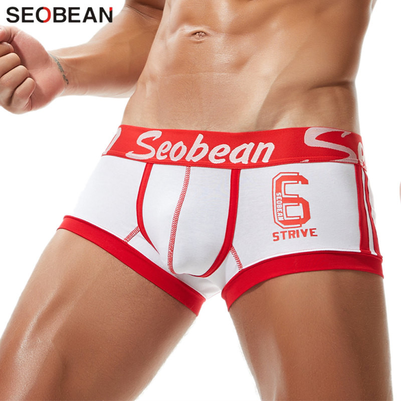 Ανδρικά εσώρουχα SEOBEAN Boxers Βαμβακερά ανδρικά εσώρουχα Breathable Man Boxer Print Σώβρακο Σέξι σορτς μπόξερ με χαμηλή μέση