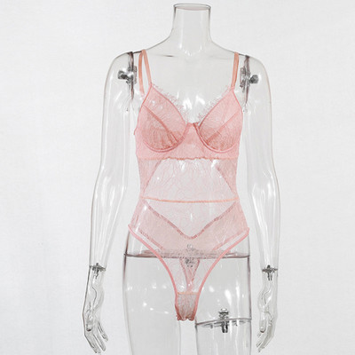 2019 Nou Sosire Skinny Dantela Body Femei Broderie Florală Doamnelor Elegante Sexy Clubwear Body Salopete Salopete Lenjerie de noapte