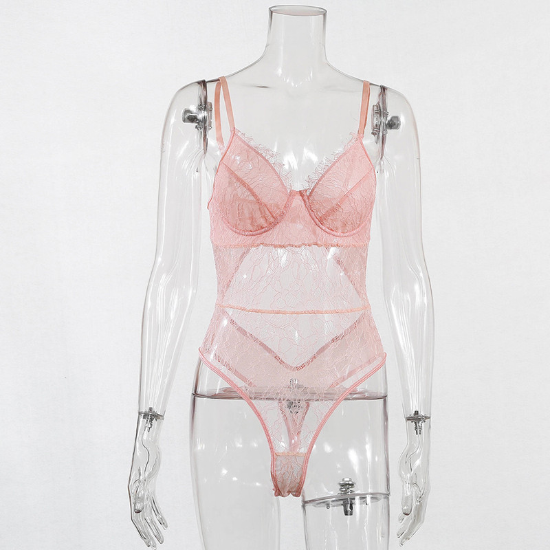 2019 Nou Sosire Skinny Dantela Body Femei Broderie Florală Doamnelor Elegante Sexy Clubwear Body Salopete Salopete Lenjerie de noapte