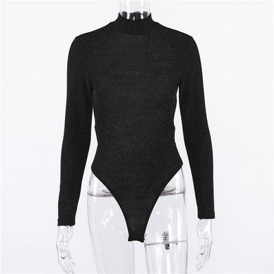 Μόδα σέξι γυναικεία μακρυμάνικη γιακάς Μαύρο εξώπλατο κορμάκι Γυναικείο Leotard Body Casual Skinny τοπ 2019 Νέο