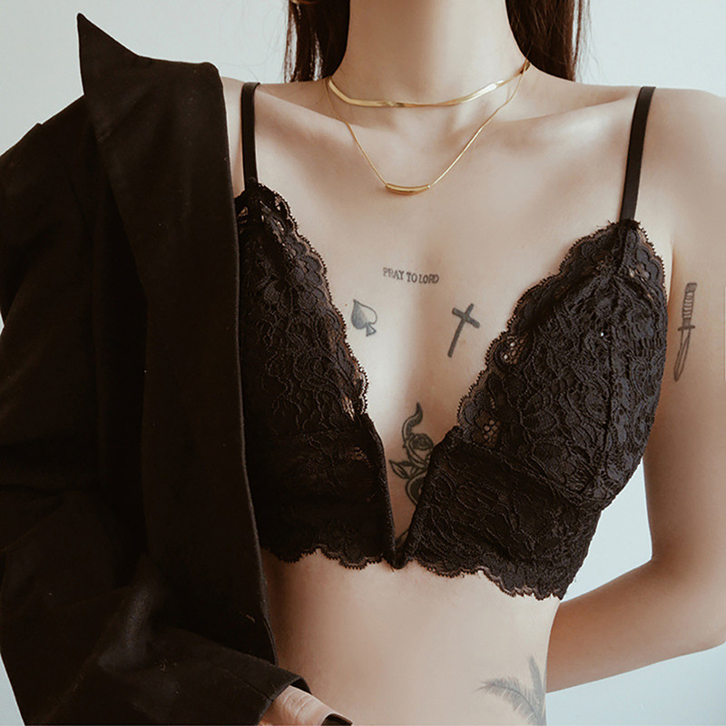 Καλοκαιρινά Γαλλικά Εσώρουχα Χωρίς Ατσάλινο Δαχτυλίδι Μικρό Σουτιέν Τριγωνικό Κύπελλο στήθους Μαλακό και άνετο κοριτσάκι με δαντέλα επίπεδη σουτιέν