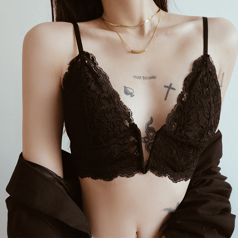 Καλοκαιρινά Γαλλικά Εσώρουχα Χωρίς Ατσάλινο Δαχτυλίδι Μικρό Σουτιέν Τριγωνικό Κύπελλο στήθους Μαλακό και άνετο κοριτσάκι με δαντέλα επίπεδη σουτιέν