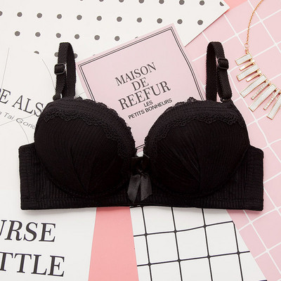 Lenjerie sexy pentru femeie, fără inel de oțel, piept mic, lenjerie push-up, moale, ultrasubțire, sutien pentru femeie, sutien frumos din dantelă cu fundă