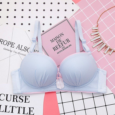 Lenjerie sexy pentru femeie, fără inel de oțel, piept mic, lenjerie push-up, moale, ultrasubțire, sutien pentru femeie, sutien frumos din dantelă cu fundă