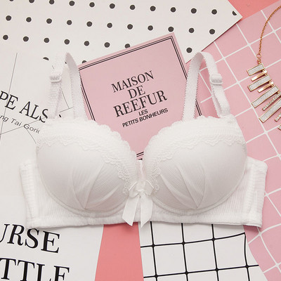 Lenjerie sexy pentru femeie, fără inel de oțel, piept mic, lenjerie push-up, moale, ultrasubțire, sutien pentru femeie, sutien frumos din dantelă cu fundă