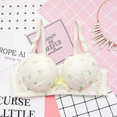 Lenjerie sexy pentru femeie, fără inel de oțel, piept mic, lenjerie push-up, moale, ultrasubțire, sutien pentru femeie, sutien frumos din dantelă cu fundă