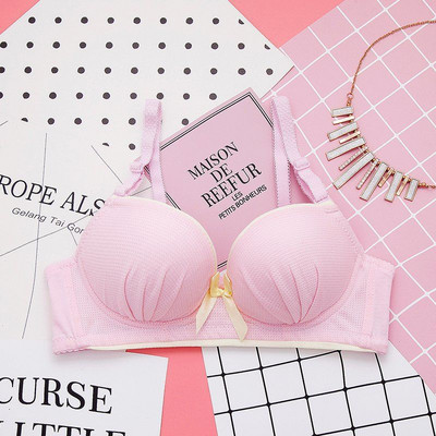 Lenjerie sexy pentru femeie, fără inel de oțel, piept mic, lenjerie push-up, moale, ultrasubțire, sutien pentru femeie, sutien frumos din dantelă cu fundă