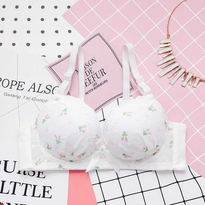 Lenjerie sexy pentru femeie, fără inel de oțel, piept mic, lenjerie push-up, moale, ultrasubțire, sutien pentru femeie, sutien frumos din dantelă cu fundă