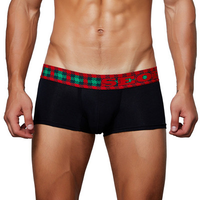 SEOBEAN Stil de Crăciun Lenjerie de corp din bumbac Boxeri Sexy Lenjerie de corp cu talie joasă Boxer pentru bărbați Tendință la modă Design U Convex