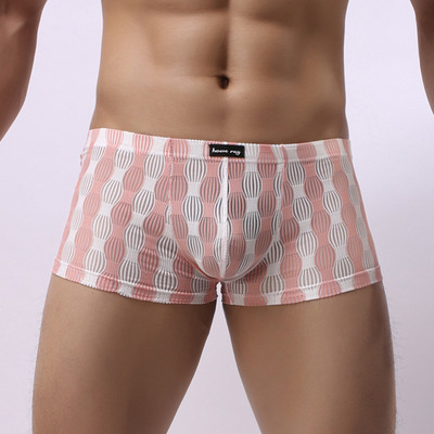 Pantaloni scurți transparente cu dungi pentru bărbați, în formă de U, husă convexă, slip boxer, husă din plasă transparentă, lenjerie de corp, chiloți, pantaloni scurți, trunchi, pantaloni de dormit