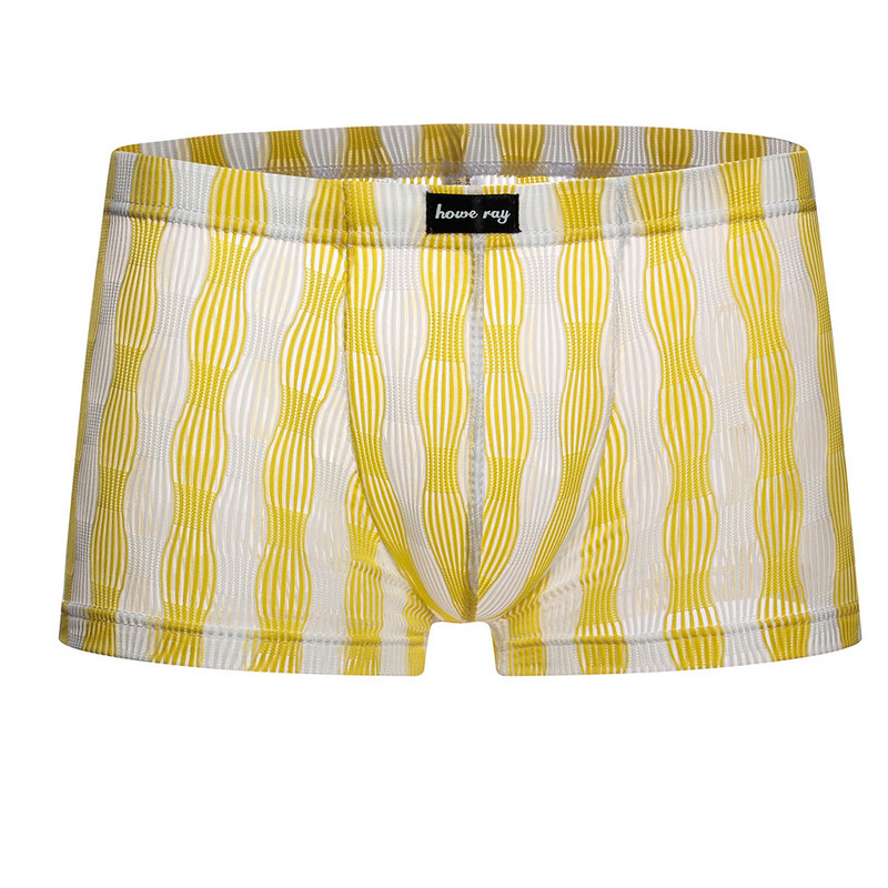 Pantaloni scurți transparente cu dungi pentru bărbați, în formă de U, husă convexă, slip boxer, husă din plasă transparentă, lenjerie de corp, chiloți, pantaloni scurți, trunchi, pantaloni de dormit
