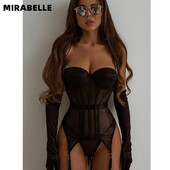 MIRABELLE naistepesukomplektid, polsterdatud naiste aluspesu, G-stringi läbipaistev Bilizna komplekt Push Up pitskorsett, ripskoes