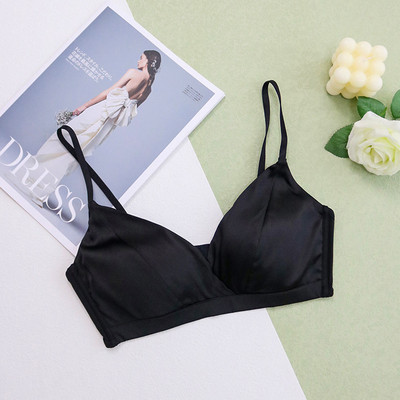 Naiste siidist rinnahoidja, 100% ehtsast siidist vooder, 3/4 tassi igapäevaseks kandmiseks, mugav juhtmevaba juhtmevaba rinnahoidja Bralette must intiimne TA005