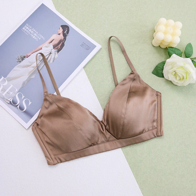 Naiste siidist rinnahoidja, 100% ehtsast siidist vooder, 3/4 tassi igapäevaseks kandmiseks, mugav juhtmevaba juhtmevaba rinnahoidja Bralette must intiimne TA005