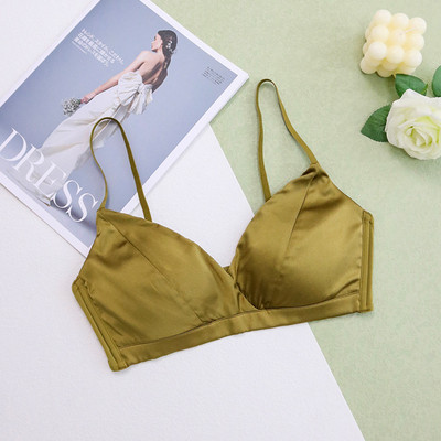 Naiste siidist rinnahoidja, 100% ehtsast siidist vooder, 3/4 tassi igapäevaseks kandmiseks, mugav juhtmevaba juhtmevaba rinnahoidja Bralette must intiimne TA005