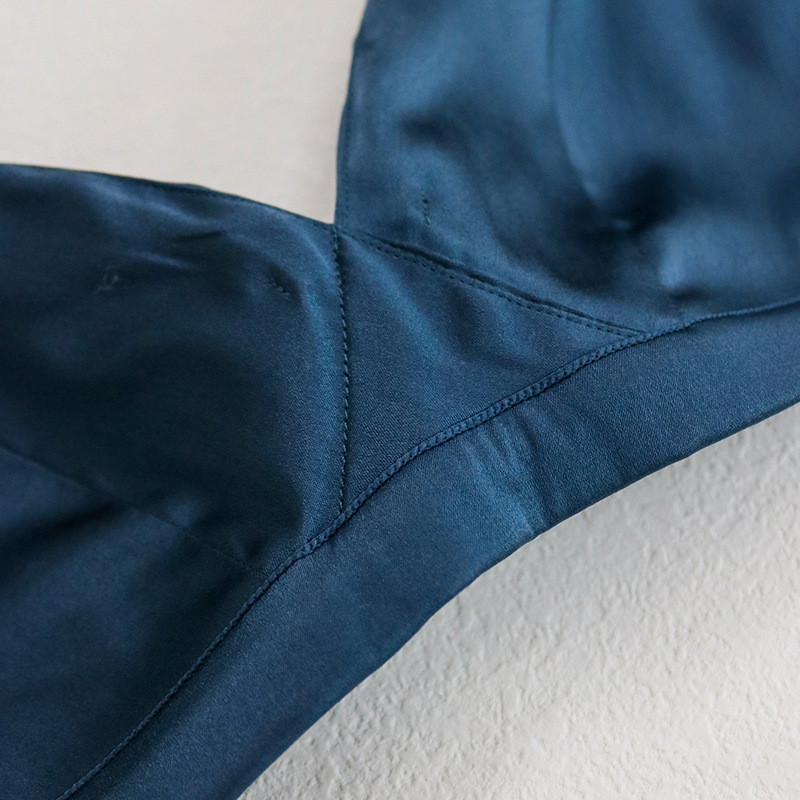 Naiste siidist rinnahoidja, 100% ehtsast siidist vooder, 3/4 tassi igapäevaseks kandmiseks, mugav juhtmevaba juhtmevaba rinnahoidja Bralette must intiimne TA005