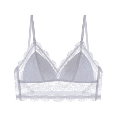 Lenjerie sexy pentru femei Lenjerie de corp în stil francez Sutien moale din dantelă în V adâncă, fără fir, cupe triunghiulare căptușite, sutien pentru femei fără spate