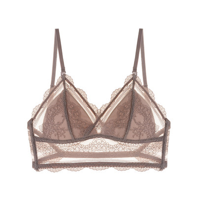 Lenjerie sexy pentru femei Lenjerie de corp în stil francez Sutien moale din dantelă în V adâncă, fără fir, cupe triunghiulare căptușite, sutien pentru femei fără spate