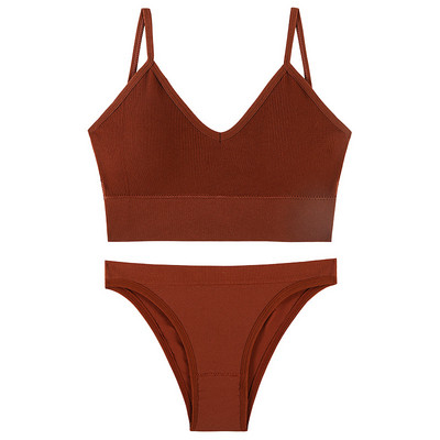 Set de sutien 2 buc. Set de lenjerie de corp pentru femei, bralette sexy, lenjerie de femeie, topuri cu nervuri, fără cusături, sutien și chiloți 2022