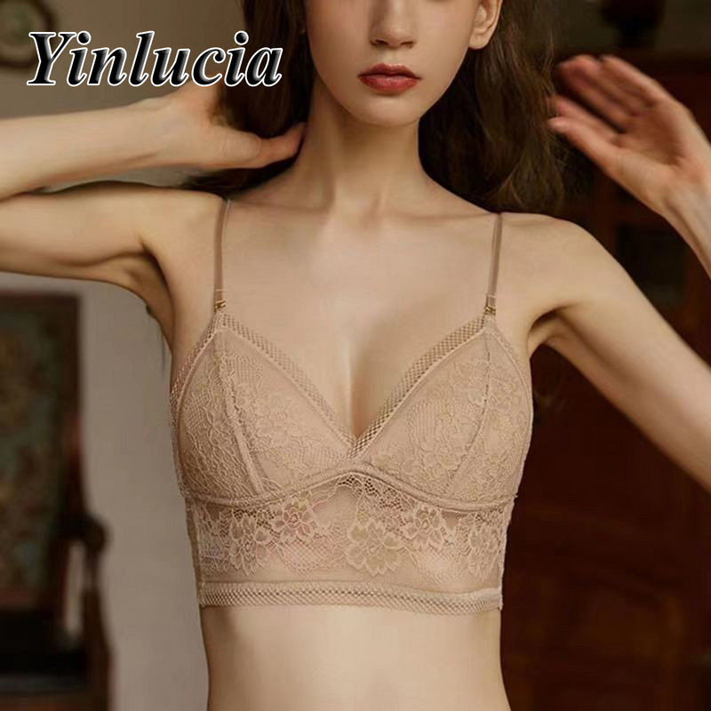 Camisole Sexy Lace Big U Seljata vesti alus Sling Top Rinnahoidja Crop Top Aluspesu Naiste Hingavad pehmed Push Up rinnahoidjad Suvised õmblusteta