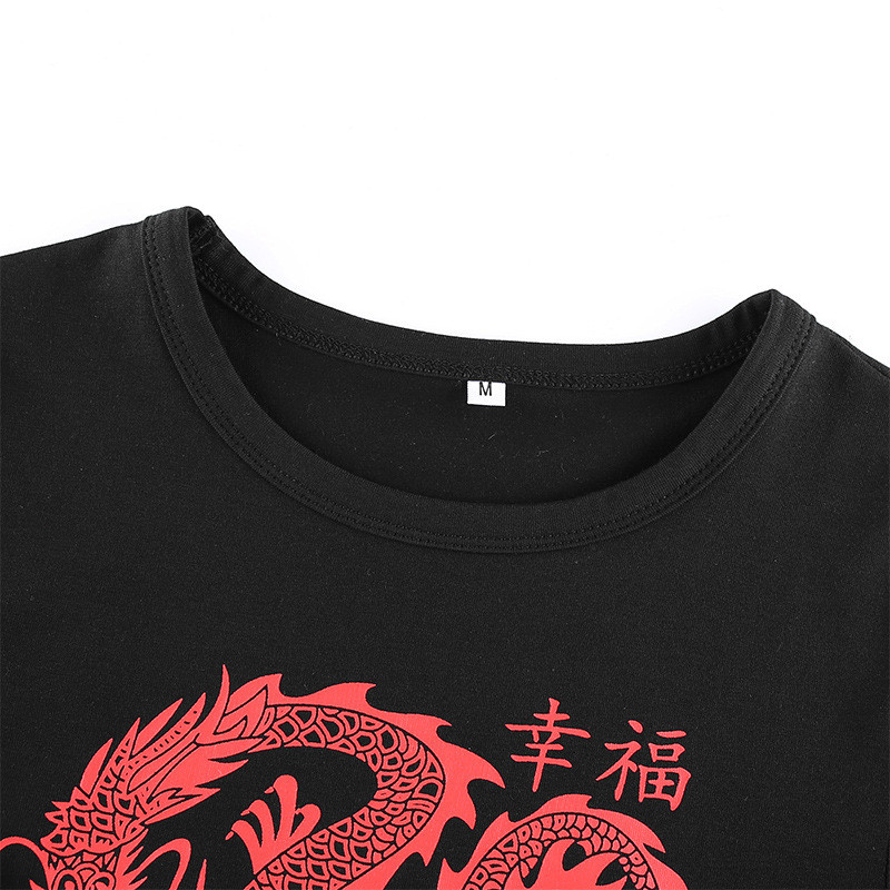 2020. NOVI Ljetna rasprodaja bodija s printom zmaja kvalitetan seksi crni bodi Ženski kombinezon s printom kineskih znakova