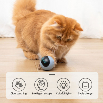 Αυτόματα παιχνίδια με μπάλα για γάτες Διαδραστικά ηλεκτρικά επαναφορτιζόμενα αυτοπεριστρεφόμενα εσωτερικά παιχνίδια αυτοπεριστρεφόμενου εσωτερικού χώρου Παιχνίδια άσκησης για γατάκι κατοικίδιου