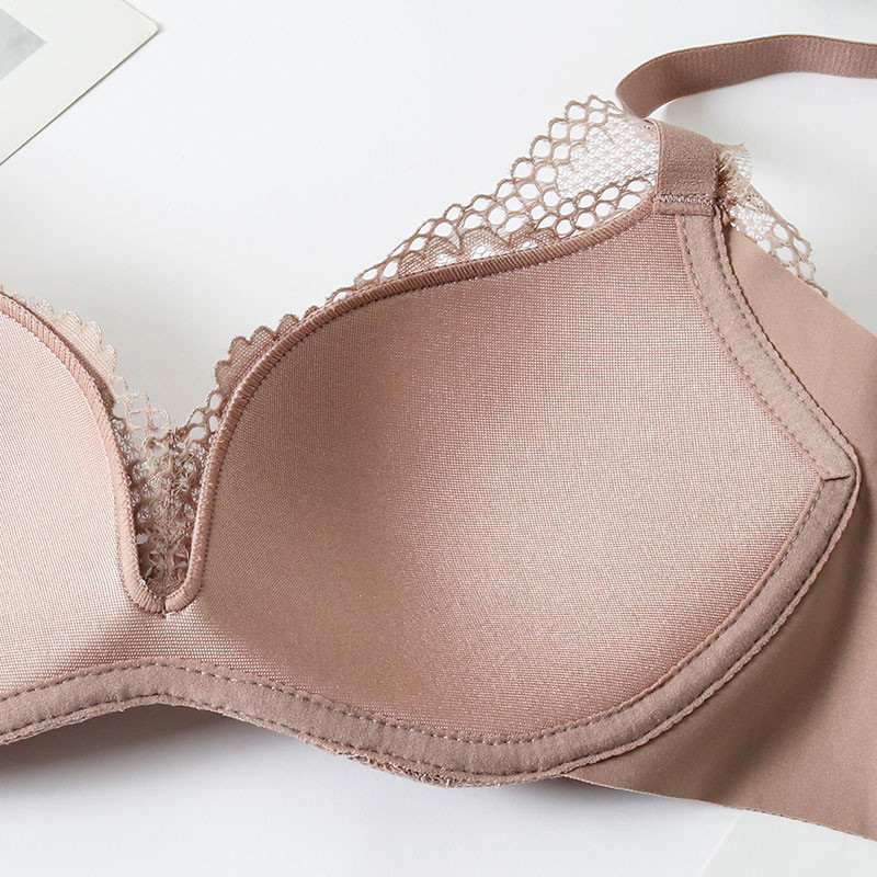 Sutiene din mătase fără sârmă pentru femei, dintr-o bucată, căptușeală din mătase naturală, 3/4 cupe, îmbrăcăminte de zi cu zi Sutien Push Up Lenjerie sexy din dantelă, neagră