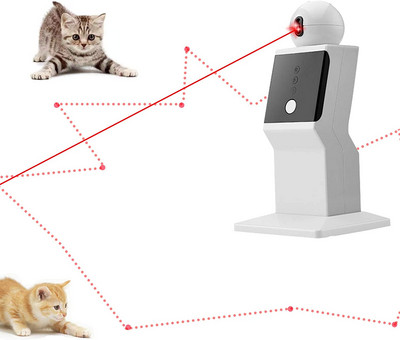 ATUBAN macska lézerjáték automata, véletlenszerűen mozgó interaktív lézeres macskajáték benti macskáknak, cicáknak, kutyáknak, macska Red Dot edzőjáték
