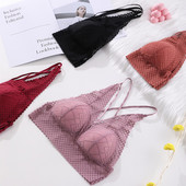 Sutien fără sârmă din dantelă pentru femei Vestă sexy fără spate Sutiene cu cupă subțire Lenjerie Sutien confort Sutien căptușit fără sudură Lenjerie pentru fete