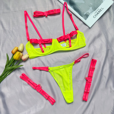 MIRABELLE sensuaalne pesu, seksikas aluspesukomplekt, õõnsad eksootilised komplektid, läbipaistev rinnahoidja lapiline side, 4 tk. stringid, erootilised komplektid