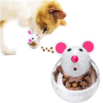 Чаша за храна за котки, мишки, играчка за котешка храна, топка, интерактивна хранилка за котешка храна, изтичаща храна, интересен пластмасов дозатор за котешка храна, лакомство, играчка