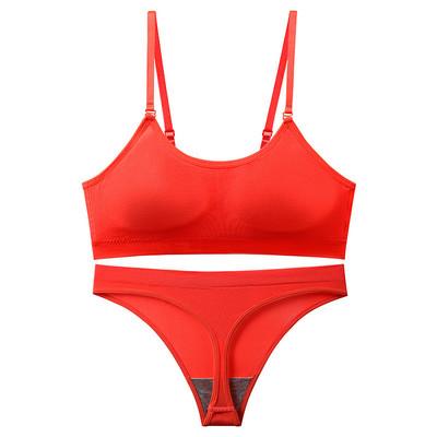 CINOON Set sutien fără cusături pentru femei, tanga sexy, chiloți cu talie joasă, sutien fără sârmă, lenjerie lenjerie sutien, set de lenjerie intima în culorile bomboane