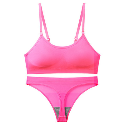 CINOON Set sutien fără cusături pentru femei, tanga sexy, chiloți cu talie joasă, sutien fără sârmă, lenjerie lenjerie sutien, set de lenjerie intima în culorile bomboane