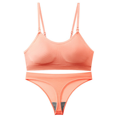 CINOON Set sutien fără cusături pentru femei, tanga sexy, chiloți cu talie joasă, sutien fără sârmă, lenjerie lenjerie sutien, set de lenjerie intima în culorile bomboane
