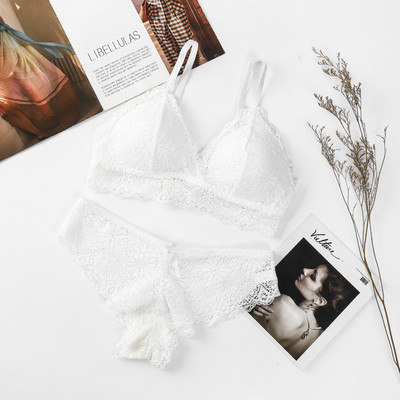 Γυναικείο Δαντελένιο Σετ Σουτιέν Σέξι Εσώρουχα Floral Δαντέλα Bralette Wire Free Brassiere Εσώρουχα Γυναικεία εσώρουχα χαμηλού ύψους Σλιπ Εσώρουχα