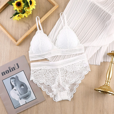 Set sutien pentru femei Lenjerie de corp din dantelă fără sudură Bralette pentru femei Lenjerie sexy Set sutien și slip cu decolteu adânc în V Lenjerie intimă fără spate
