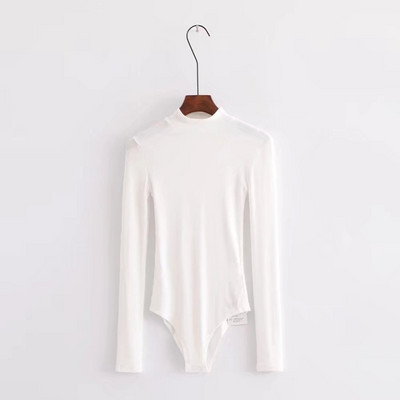 Bodycon Rompers Solid Basic πουκάμισο Γυναικείο Skinny Sexy Bodysuit Playsuit Ολόσωμες φόρμες Mock λαιμόκοψη μακρυμάνικη φόρμα γυναικεία φόρμα