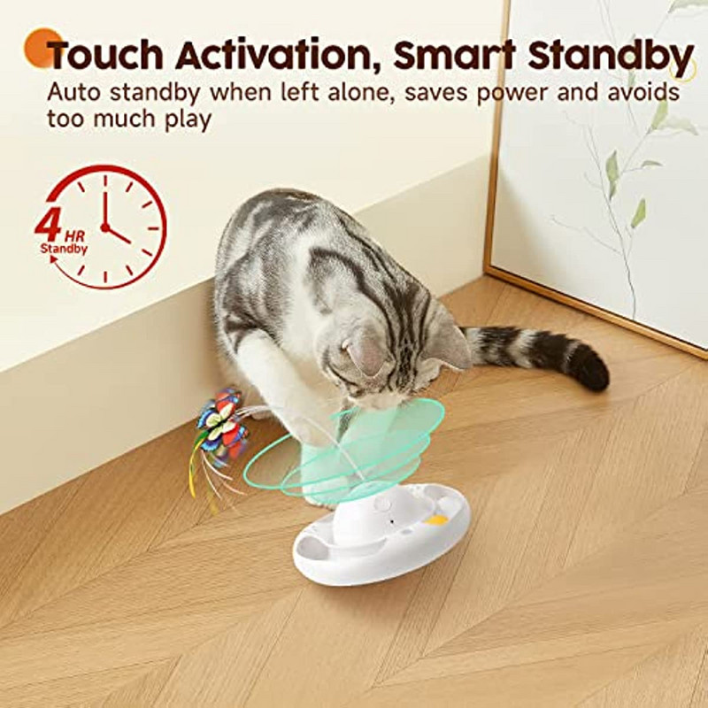 ATUBAN Cat Toys Tumbler Έξυπνο διαδραστικό ηλεκτρονικό παιχνίδι για γατάκια, πεταλούδα που κυματίζει, μπάλες κουδουνιού, γυμναστική σε εσωτερικούς χώρους για γάτα
