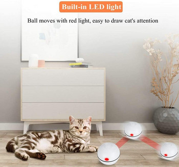 ATUBAN Interactive Cat Toys Ball Smart Automatic Rolling Kitten Toys USB Επαναφορτιζόμενη μπάλα κίνησης, με χρονοδιακόπτη Led Light Spinning