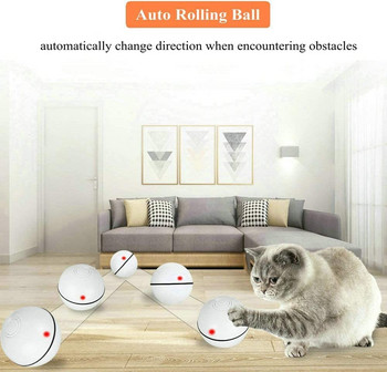 ATUBAN Interactive Cat Toys Ball Smart Automatic Rolling Kitten Toys USB Επαναφορτιζόμενη μπάλα κίνησης, με χρονοδιακόπτη Led Light Spinning