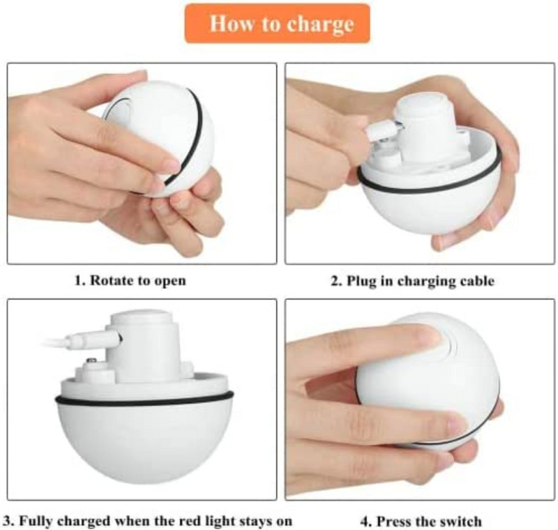 ATUBAN Interactive Cat Toys Ball Smart Automatic Rolling Kitten Toys USB Επαναφορτιζόμενη μπάλα κίνησης, με χρονοδιακόπτη Led Light Spinning