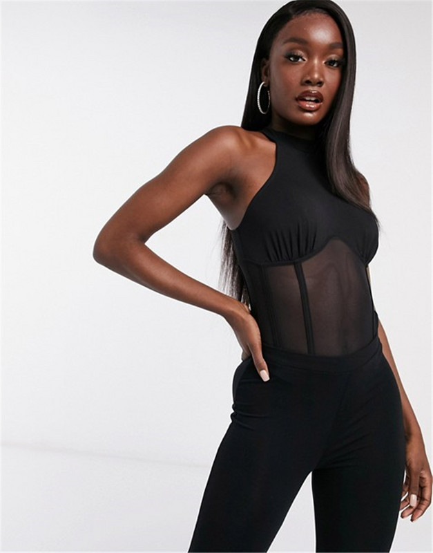 Novi dolazni crni halter rukavi Modni ženski bikini s povezima na plaži