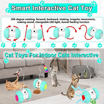 Играчки за котки ATUBAN, интерактивна играчка за котки, играчки за котки за домашни котки, автоматична играчка за котки, играчка за хранене на котки, играчки с котешки пера 4 в 1, играчки за котенца