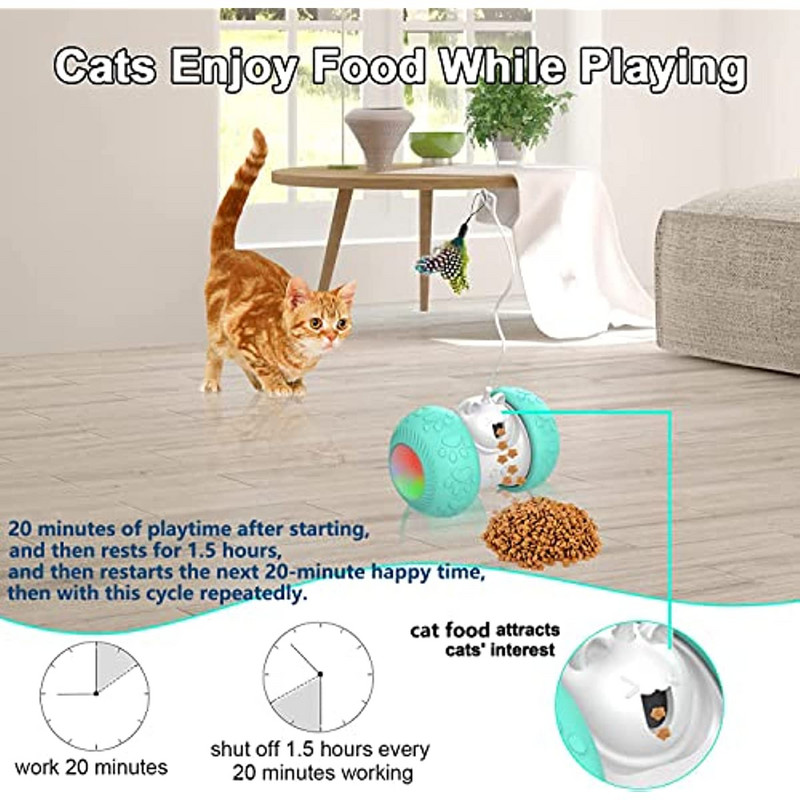 ATUBAN kassimänguasjad, interaktiivne kassimänguasi, kassimänguasjad siseruumides kasutatavatele kassidele, automaatne kassimänguasi, kassi toitmise mänguasi, 4 ühes kassi sulgedest mänguasjad, kassipoegade mänguasjad